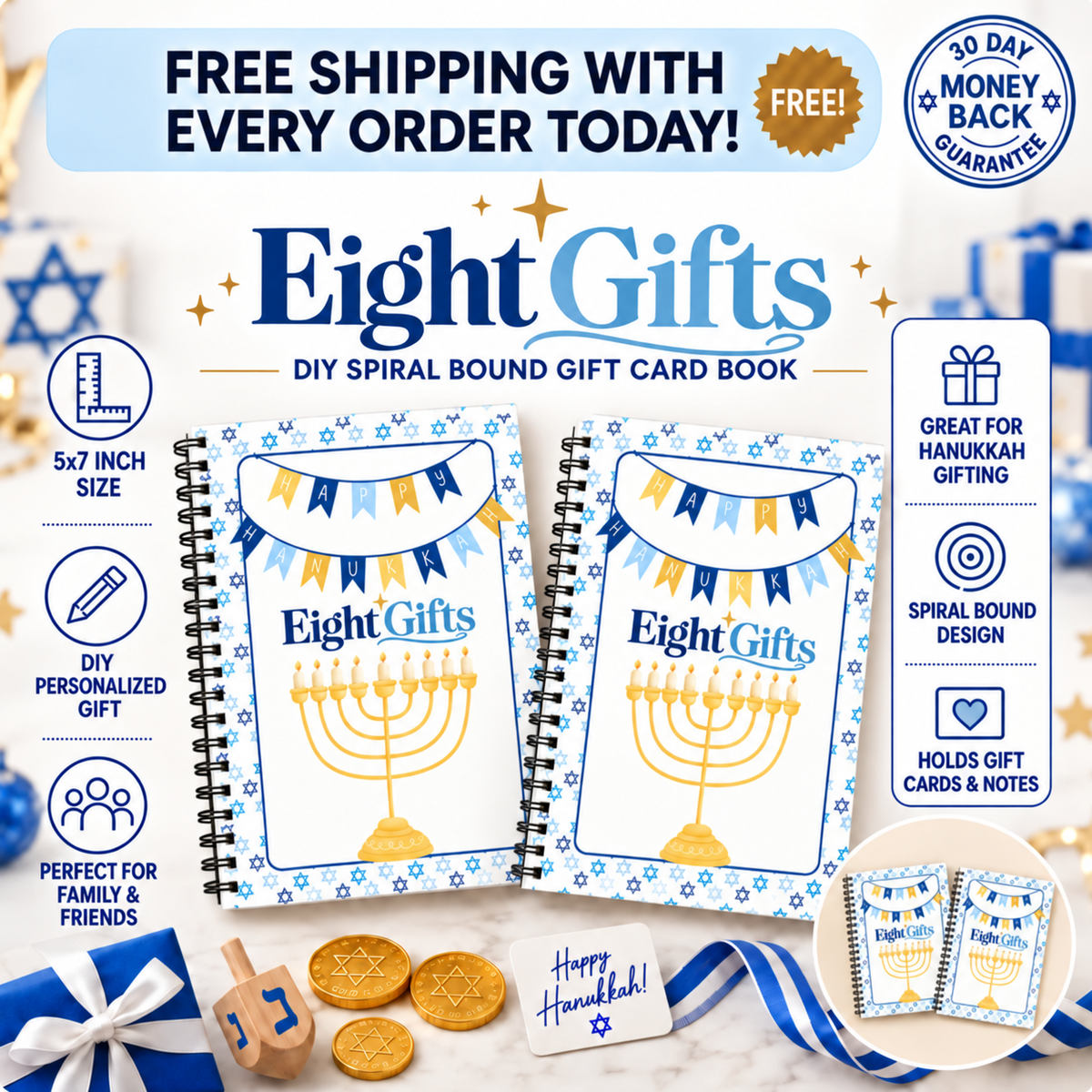 Eight Gifts™ Hanukkah Gift Card Book