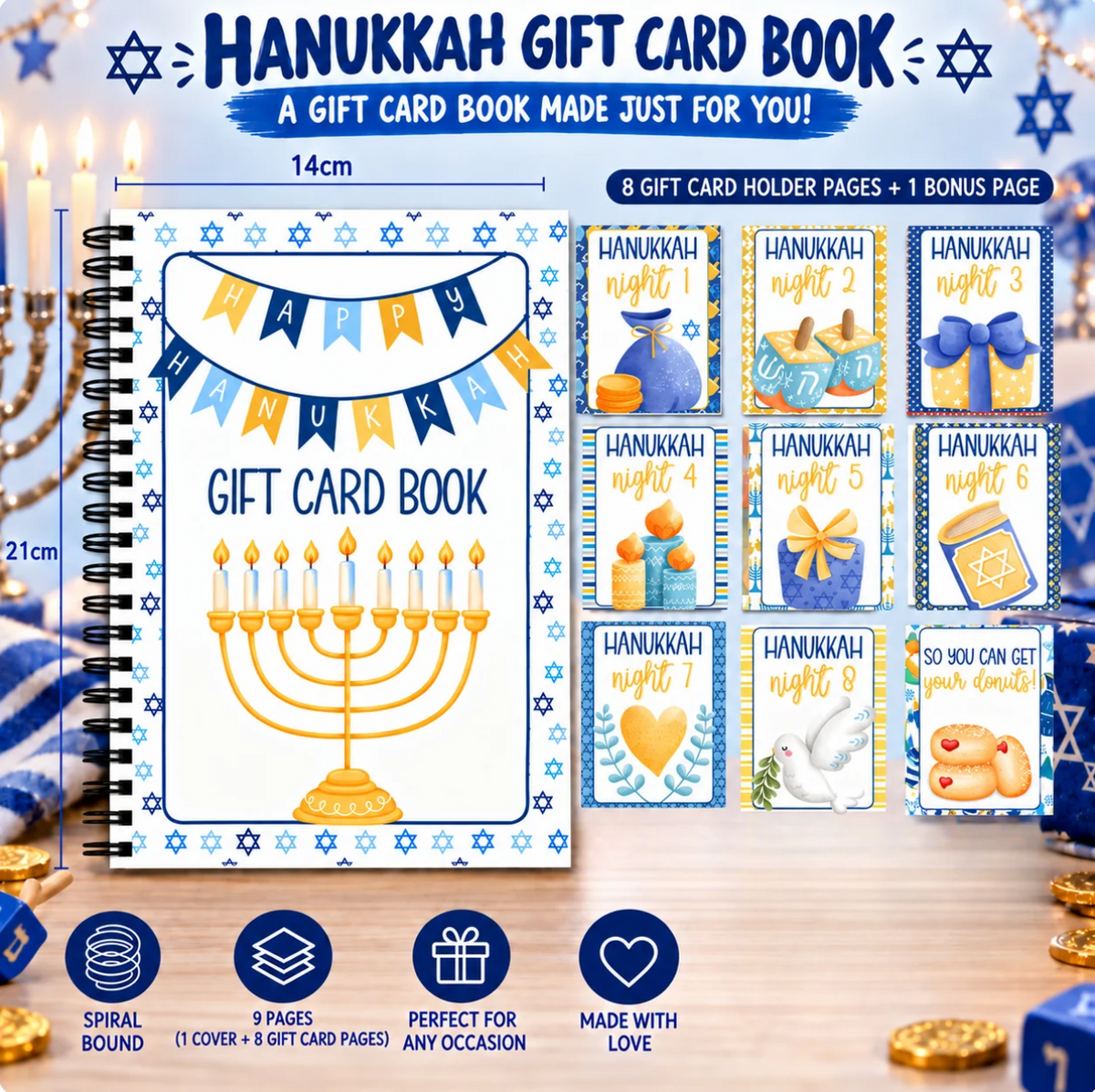 Eight Gifts™ Hanukkah Gift Card Book